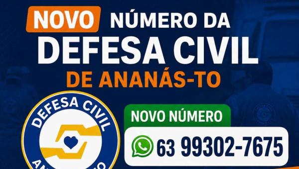 Novo número da Defesa Civil de Ananás!